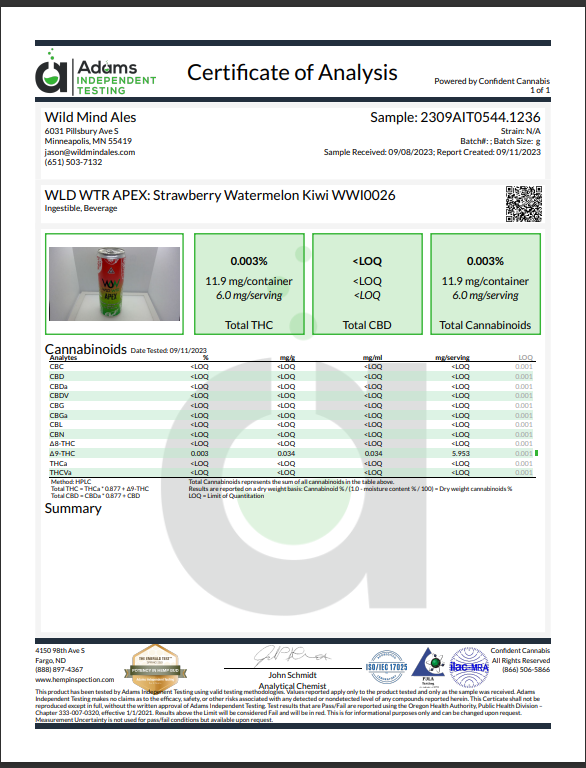 WLD WTR: APEX D9-THC SELTZERS - 12FL OZ