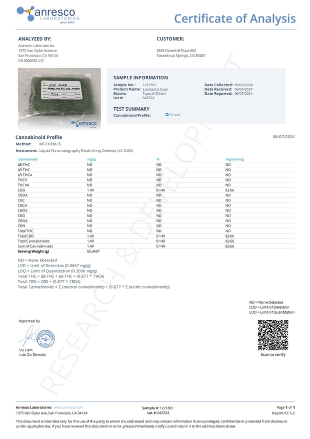 LOST RANGE: CBD ISOLATE BAR SOAP - 250MG