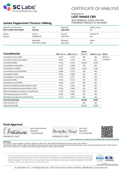 LOST RANGE: CBD ISOLATE TINCTURE - 1000MG