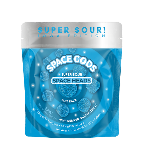 SPACE GODS: SOUR SPACE HEADS 1:1 D9 THC + CBD - 3ct