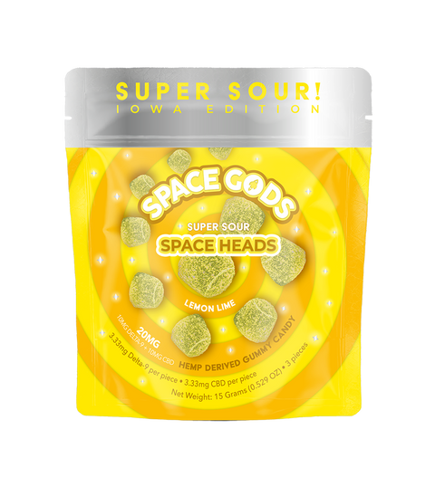 SPACE GODS: SOUR SPACE HEADS 1:1 D9 THC + CBD - 3ct