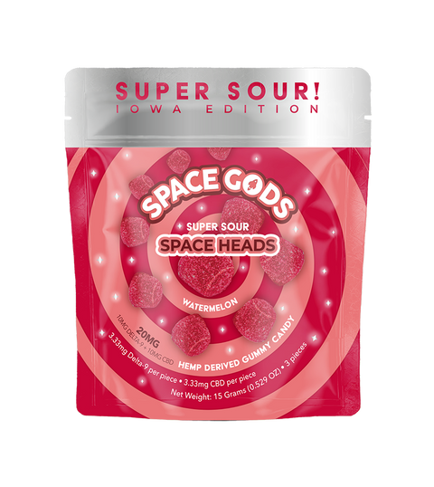 SPACE GODS: SOUR SPACE HEADS 1:1 D9 THC + CBD - 3ct